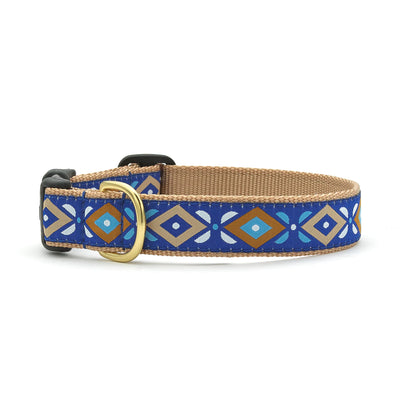 aztec blue nylon doggy collar