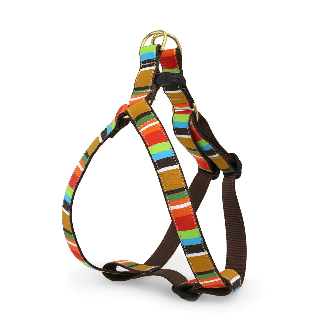 brown stripe nylon doggy harness