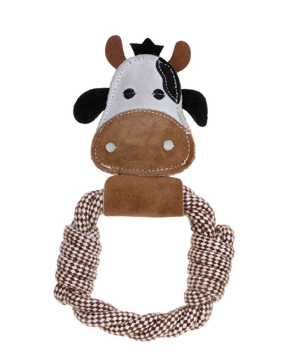 Daisy Cow with Rope Ring Doggy Toy